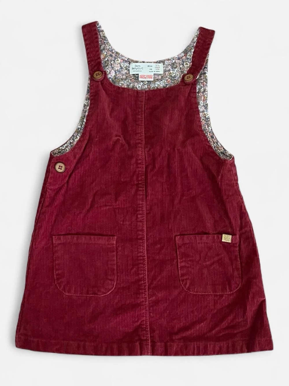 Zara BabyGirl Burgundy corduroy overall/jumper dress